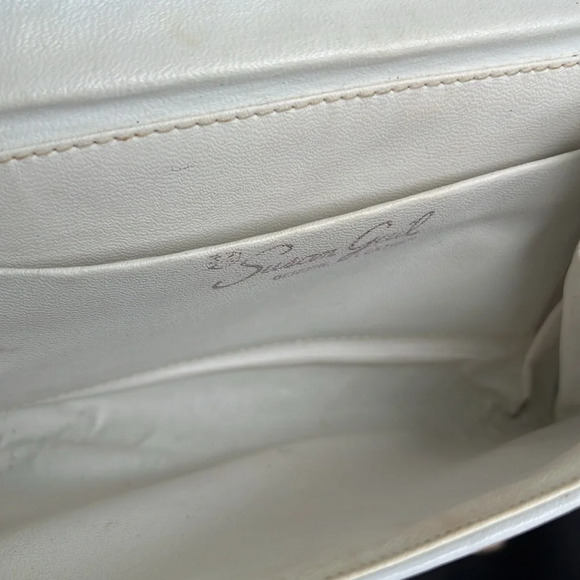 Vintage 60s Susan Gail Ivory Genuine Leather Handbag Clutch - Picture 5 of 6